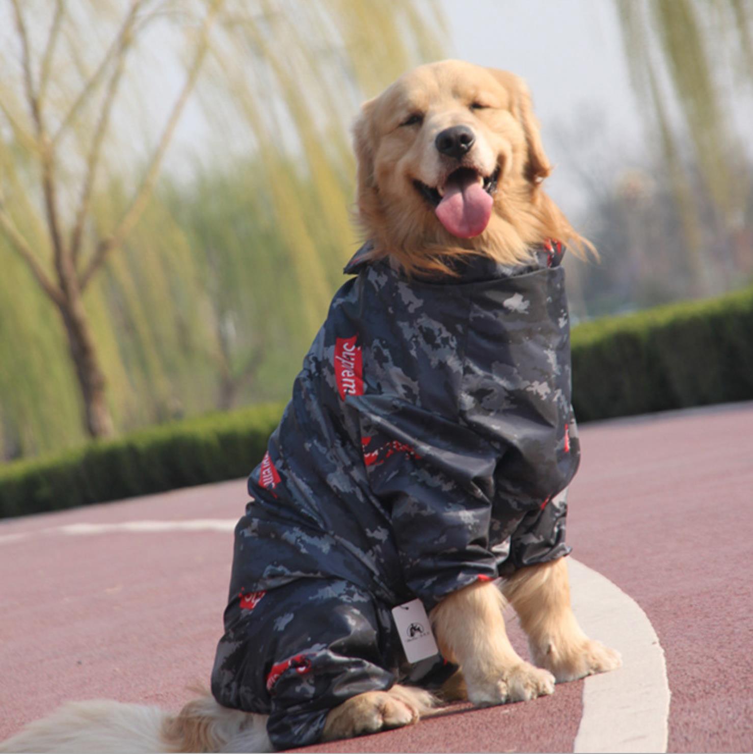 Lovinpet Camouflage Dog Raincoat - Waterproof Four-Legged Suit for Large and Medium Dogs