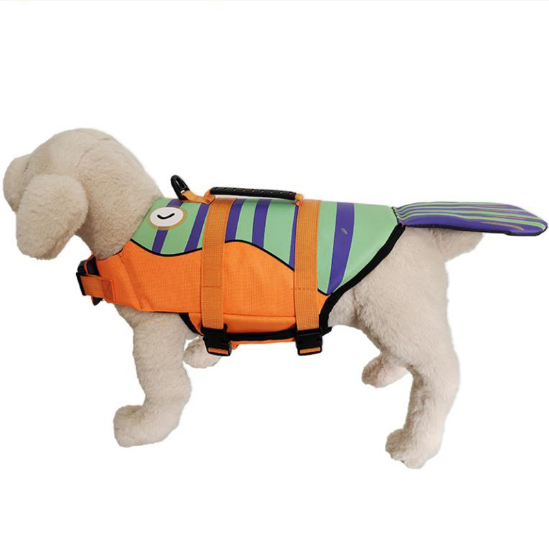 Cartoon Fishtail Dog Life Jacket | Swimming Safety Vest for All Sizes