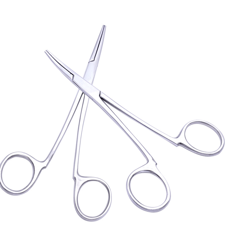 Stainless steel hemostatic forceps fishing pliers hook removing straight curved ear pulling pliers without shackle cupping clip