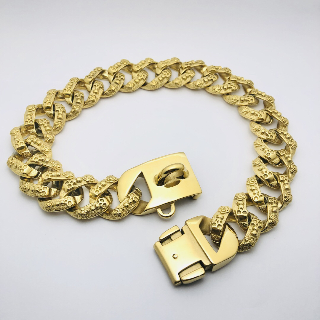 Dog bully dog collar collar stainless steel Jarre Aero bull gold necklace Dubin dog leash medium large dog Bulldog titanium steel