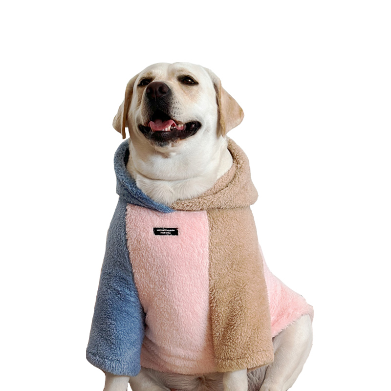 Large Dog Flannel Color-matching Hoodie - Warm & Trend Wear