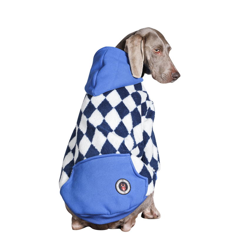Warm Checkered Dog Hoodie for Golden Retrievers and Large Dogs