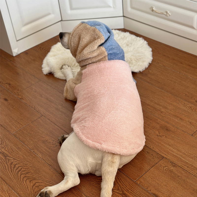 Large Dog Flannel Color-matching Hoodie - Warm & Trend Wear