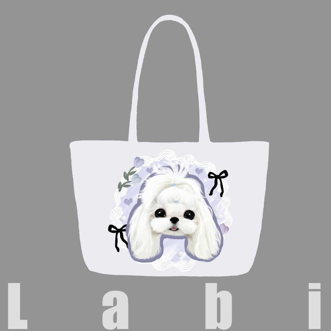 Labidesign pet cat and dog cute pet graphic customization hand-painted diy single-shoulder leather bag walking and bending tote large capacity