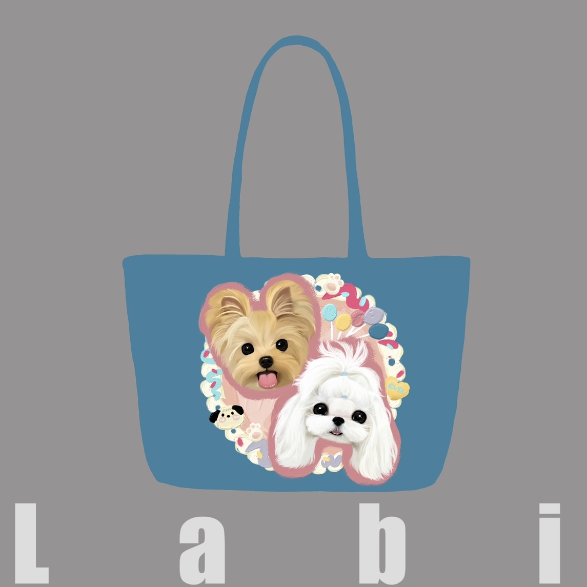 Labidesign pet cat and dog cute pet graphic customization hand-painted diy single-shoulder leather bag walking and bending tote large capacity