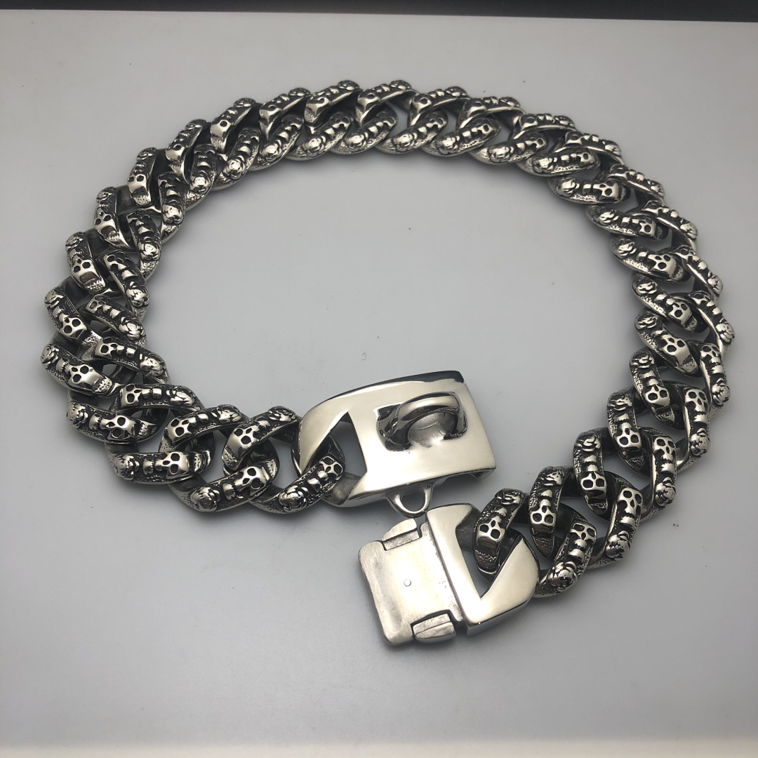 Dog bully dog collar collar stainless steel Jarre Aero bull gold necklace Dubin dog leash medium large dog Bulldog titanium steel