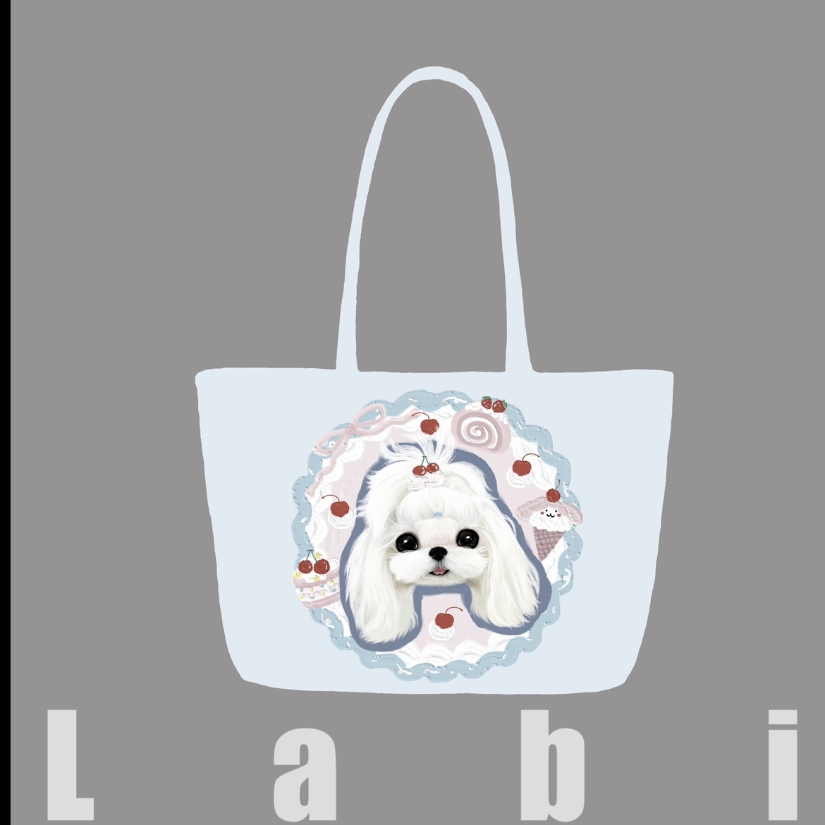 Labidesign pet cat and dog cute pet graphic customization hand-painted diy single-shoulder leather bag walking and bending tote large capacity