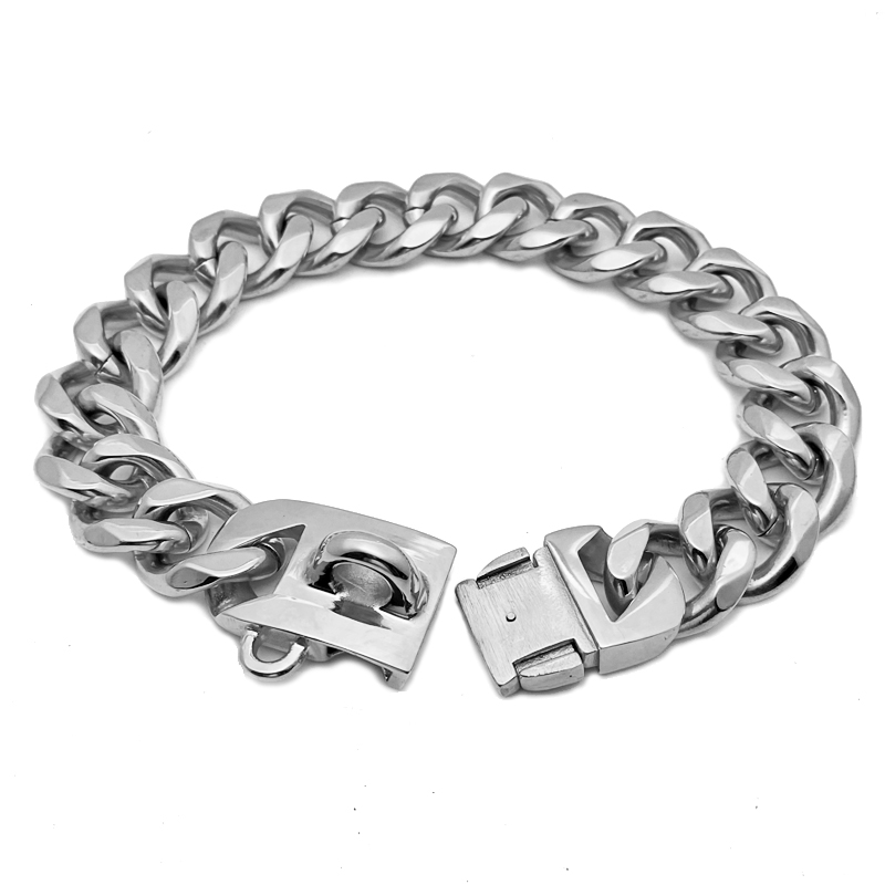 Dog bully dog collar collar stainless steel Jarre Aero bull gold necklace Dubin dog leash medium large dog Bulldog titanium steel