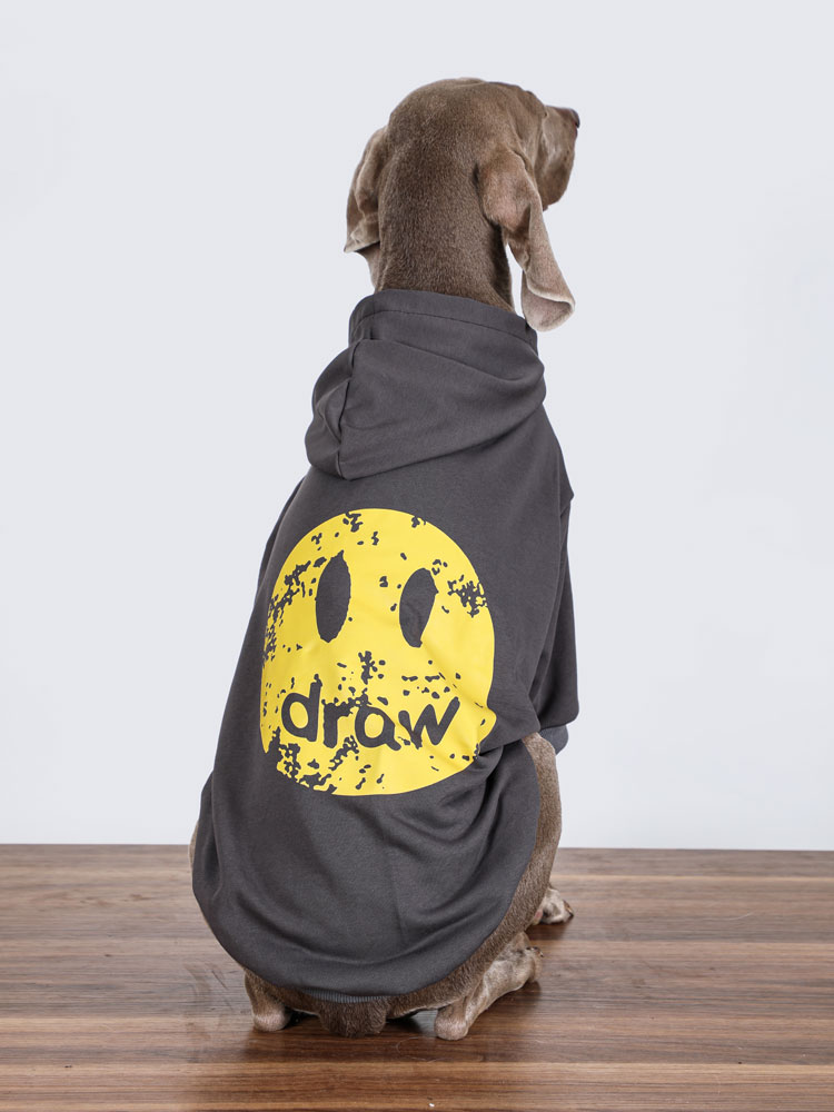 Warm Dog Hoodie for Large Breeds - Yellow Smiley Face Design