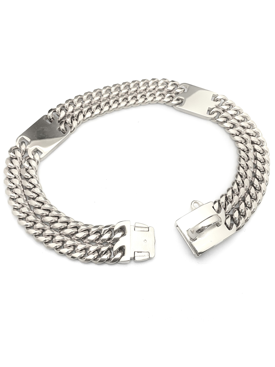 Double reinforced stainless steel double chain pet gold dog leash bandana drag chain dog walking collar medium large dog bully