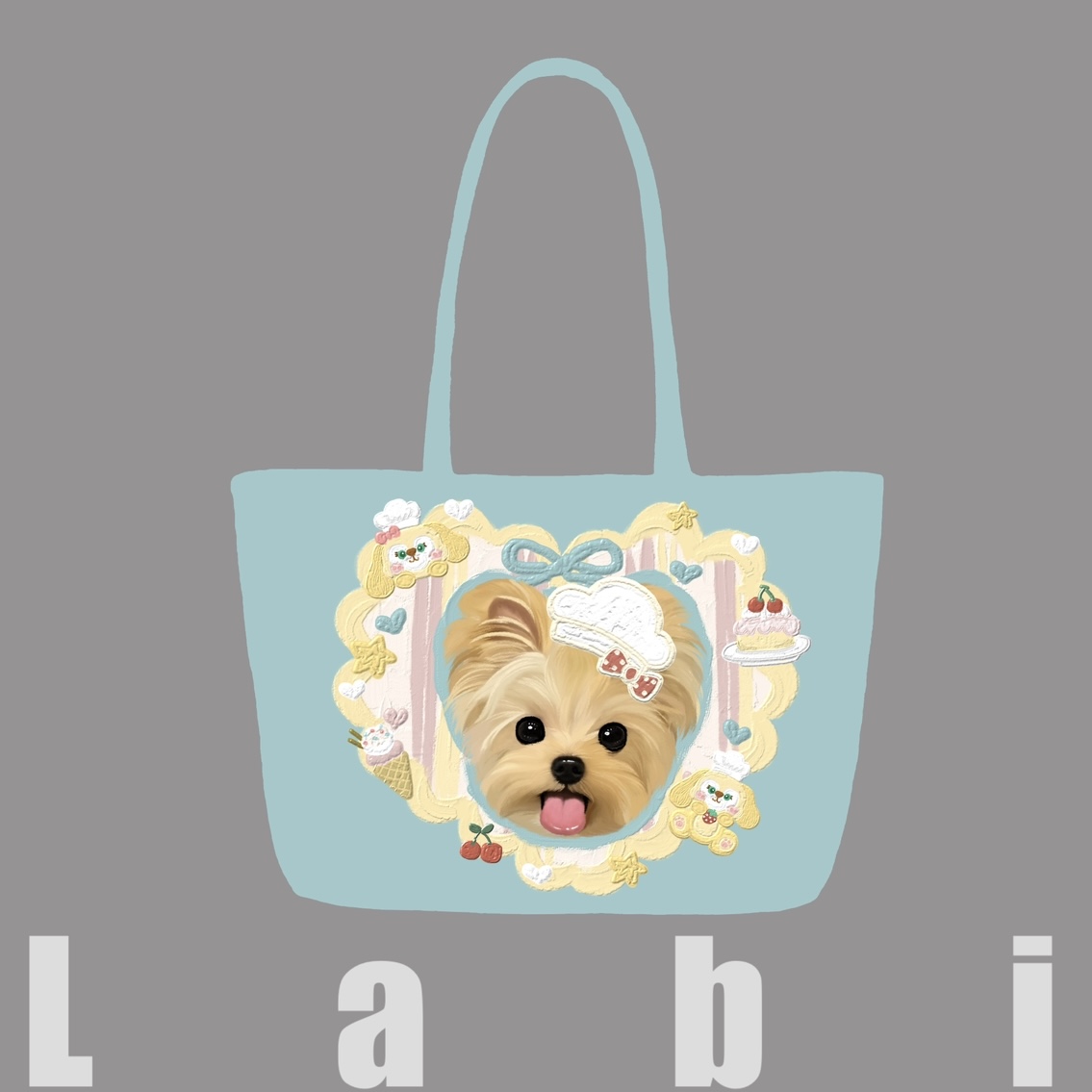 Labidesign pet cat and dog cute pet graphic customization hand-painted diy single-shoulder leather bag walking and bending tote large capacity