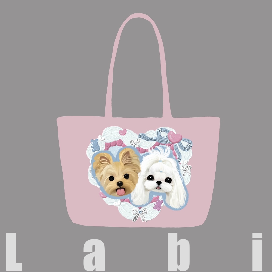 Labidesign pet cat and dog cute pet graphic customization hand-painted diy single-shoulder leather bag walking and bending tote large capacity