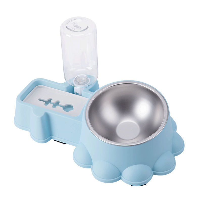 Dog basin single bowl stainless steel anti-tumble automatic drinking water food basin cat water bowl rice basin pet supplies