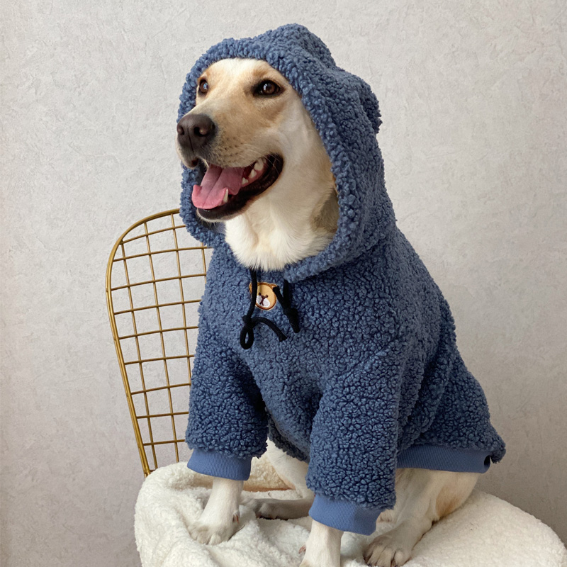 Warm Lamb Wool Hoodie for Large Dogs - Labrador, Golden Retriever, Samoyed