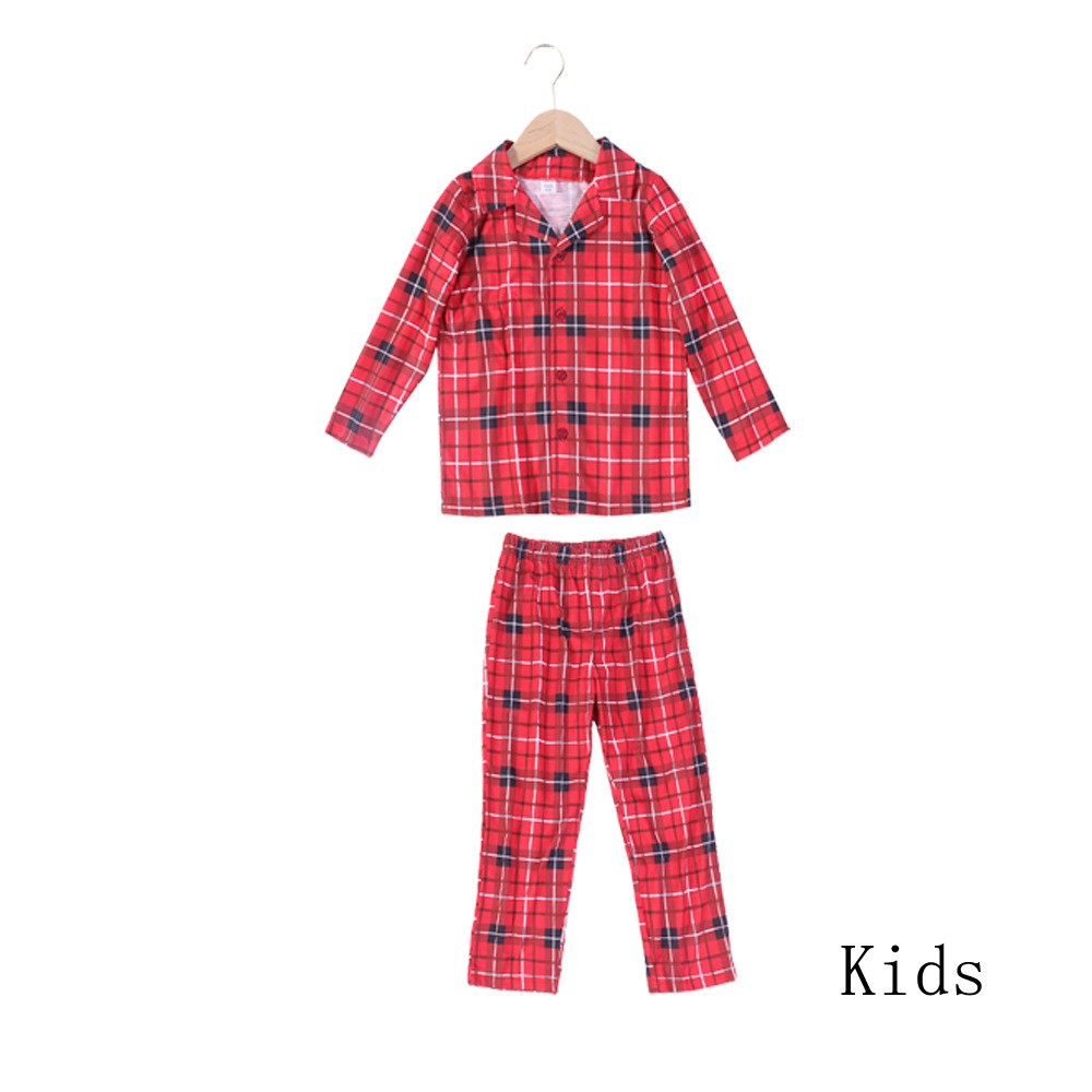 European and American spring and autumn baby one-piece romper parent-child suit Christmas family four-mouth plaid shirt pajamas homewear