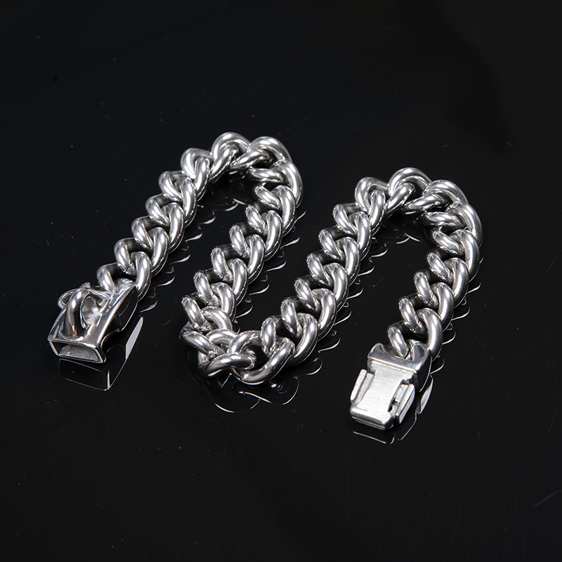 Double reinforced stainless steel double chain pet gold dog leash bandana drag chain dog walking collar medium large dog bully