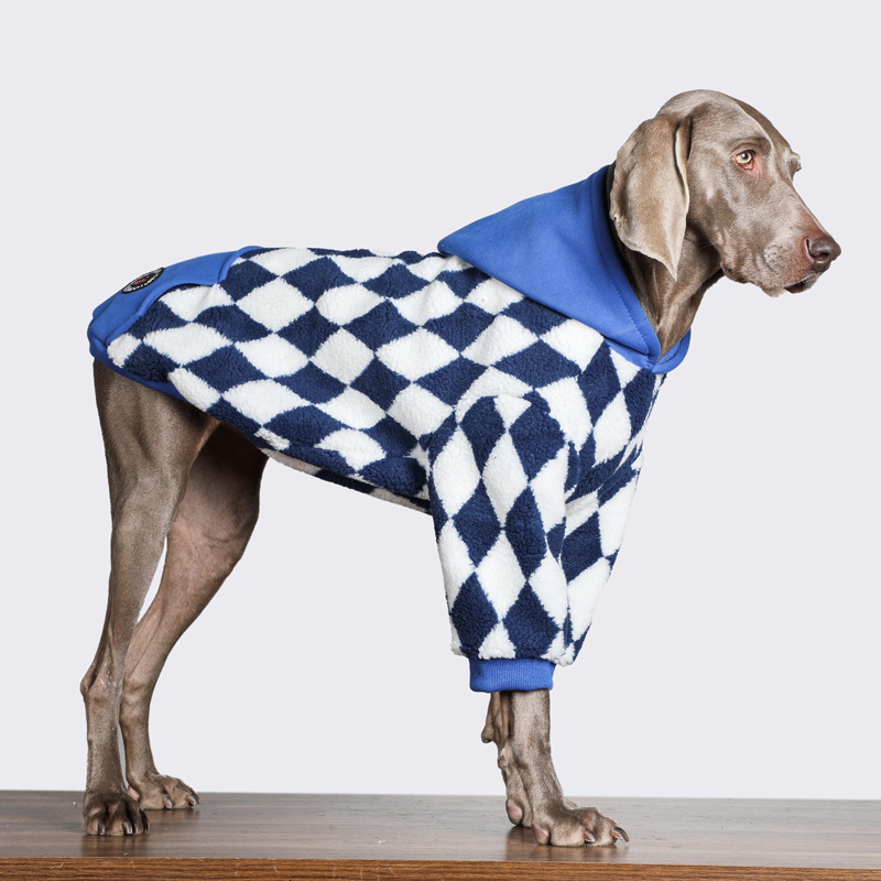 Warm Checkered Dog Hoodie for Golden Retrievers and Large Dogs
