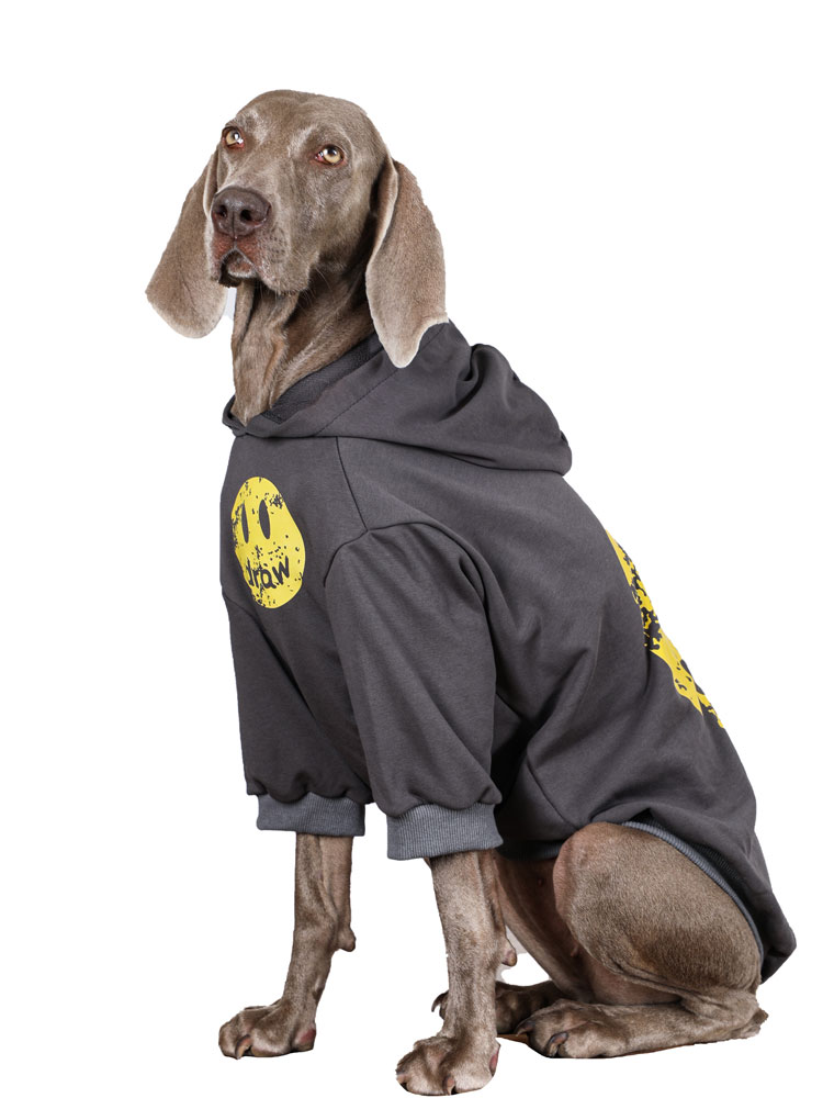 Warm Dog Hoodie for Large Breeds - Yellow Smiley Face Design