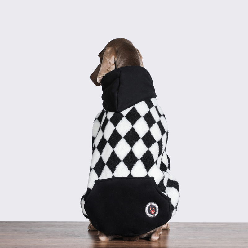 Warm Checkered Dog Hoodie for Golden Retrievers and Large Dogs