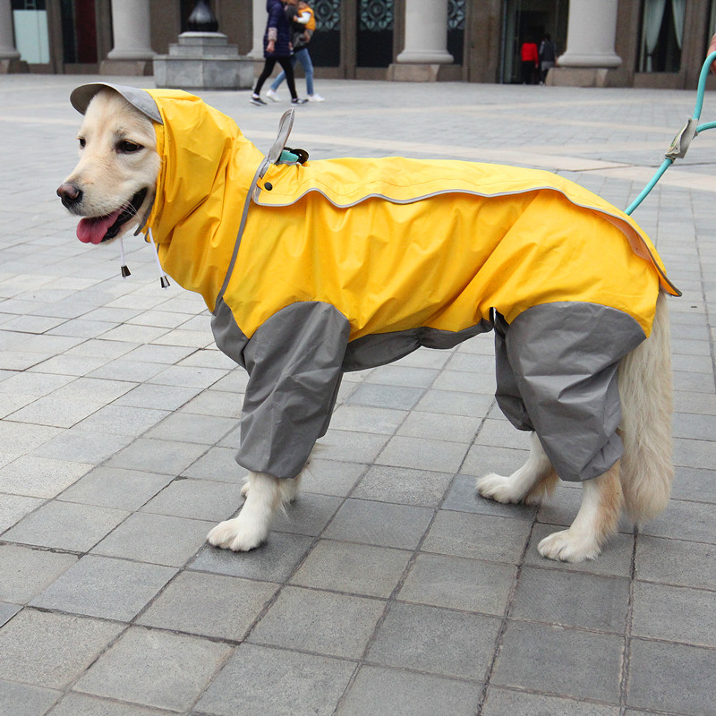 Four-Legged Dog Raincoat for Medium to Large Breeds - Waterproof, All-Inclusive, Reflective