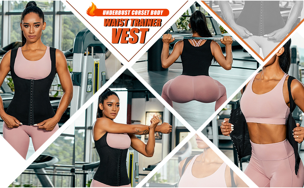 Ekouaer Women's Mesh Steel Boned Waist Cincher Vest