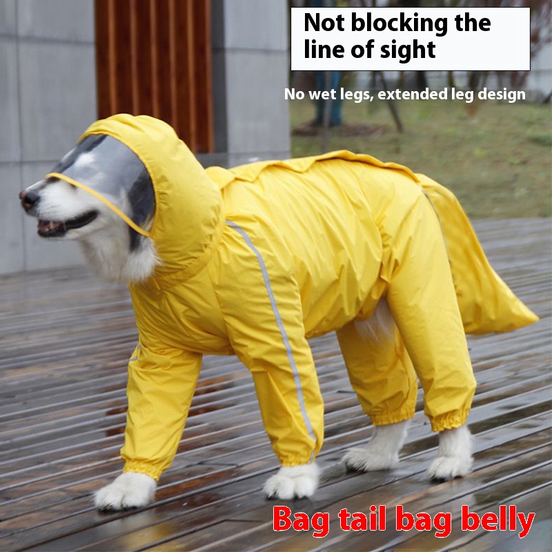 Dog raincoat four-legged waterproof all-inclusive golden retriever clothes Labrador Samo large dog pet bellyband poncho
