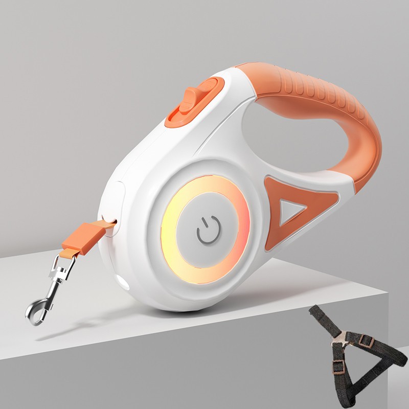 Dog hand holding rope small and medium-sized dogs with light automatic retractable dog leash dog leash Teddy Corgi outing pet supplies