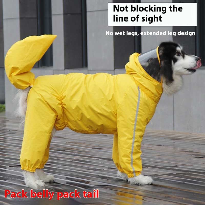 Dog raincoat four-legged waterproof all-inclusive golden retriever clothes Labrador Samo large dog pet bellyband poncho