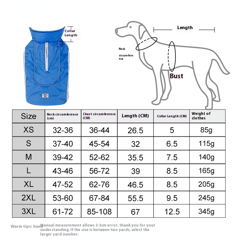Pet thermal reflection thermal technology fall/winter jacket vest big dog waterproof reflective thermal clothing