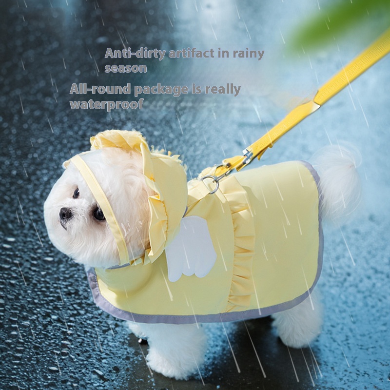 Minimalist candy color Angel raincoat small dog cat can lead spring and summer pet dog clothes