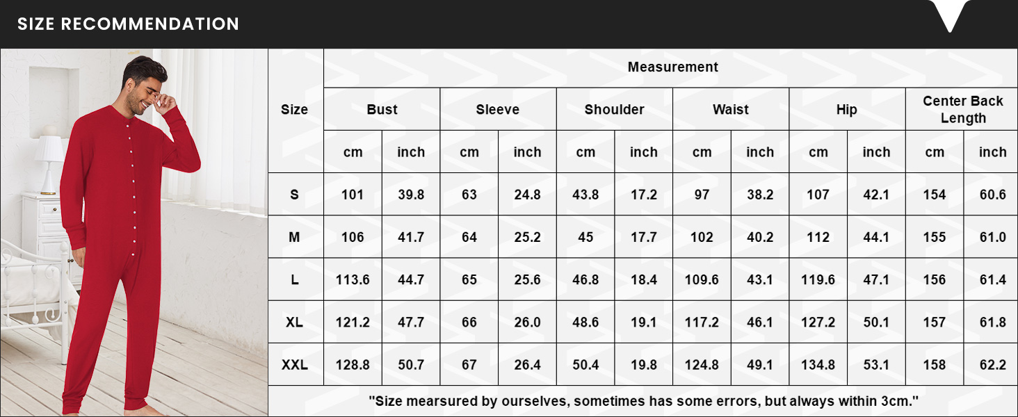 Men's Long Sleeve Jumpsuit Pajama One Piece Button Down Sleepwear