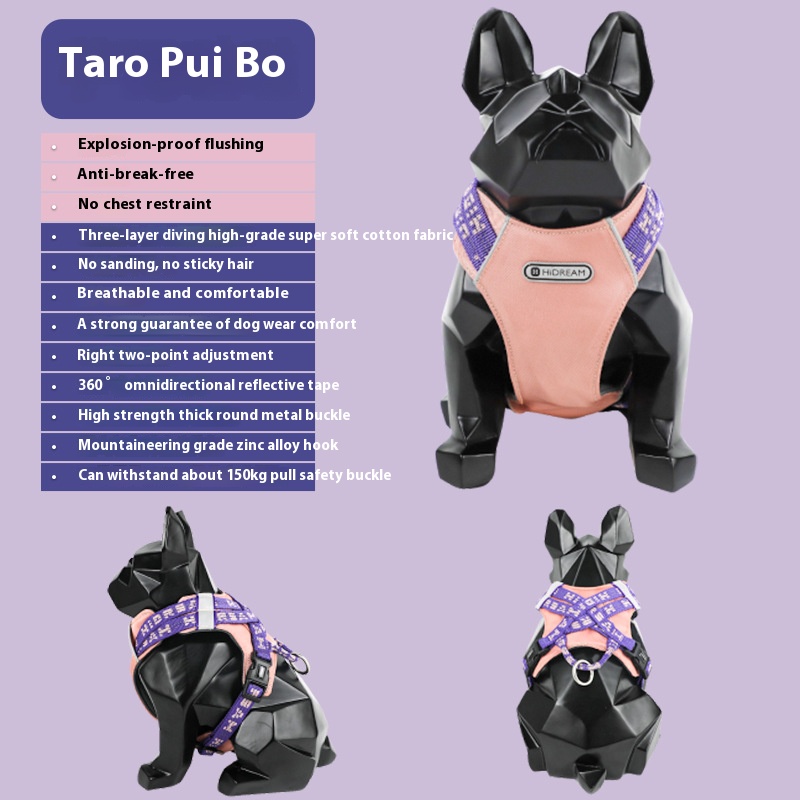 Dog dog chest and back vest-style free hands waist pull dog leash explosion-proof pet hand holding rope