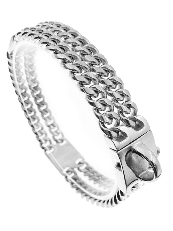 Double reinforced stainless steel double chain pet gold dog leash bandana drag chain dog walking collar medium large dog bully