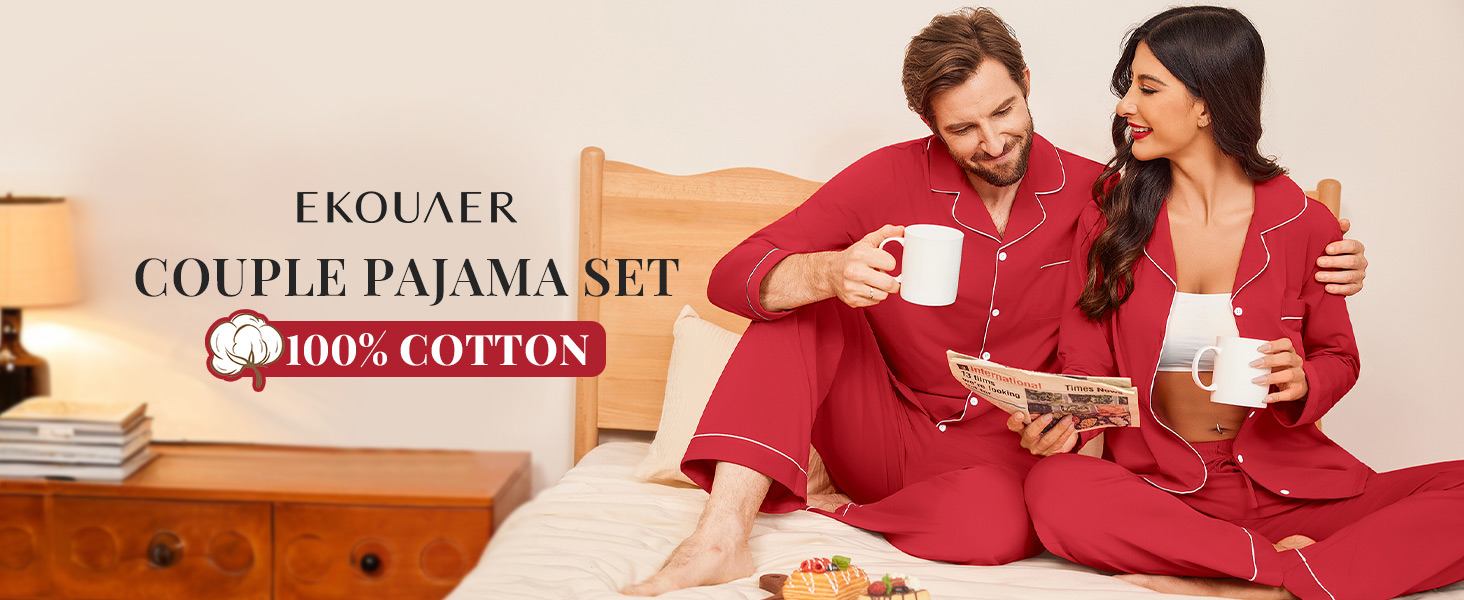 matching pajamas for couples 100% cotton pajamas
