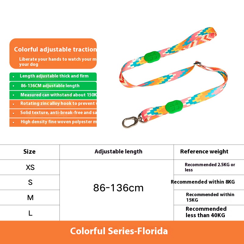 Colorful dog hand holding rope retractable adjustable dog chain anti-lost collar pet dog leash