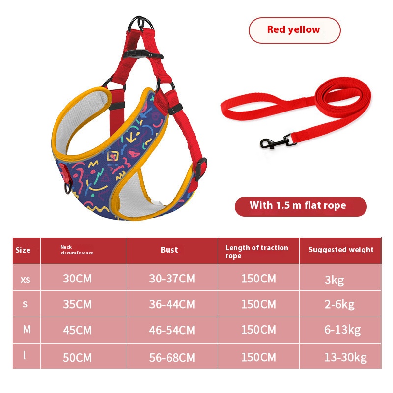 Pet hand holding rope vest dog hand holding rope reflective explosion-proof dog leash pet strap pet supplies