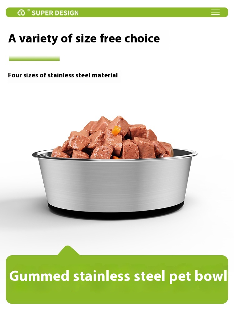 Supemoto dog food bowl cat bowl dog bowl dog basin Pet Bowl anti-tumble non-slip water bowl stainless steel rice basin large dog