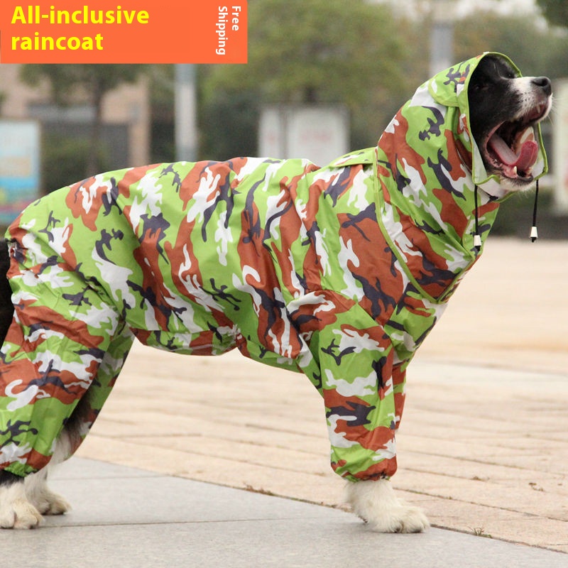 Four-Legged Dog Raincoat for Medium to Large Breeds - Waterproof, All-Inclusive, Reflective