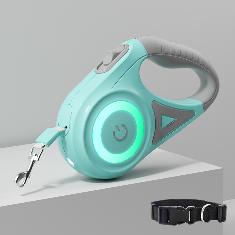 Dog hand holding rope small and medium-sized dogs with light automatic retractable dog leash dog leash Teddy Corgi outing pet supplies