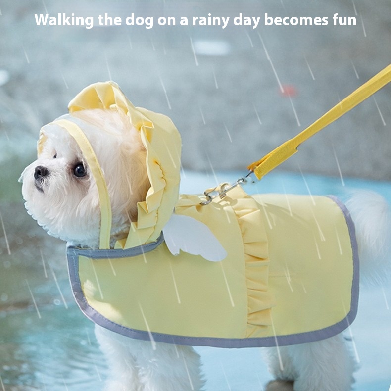 Minimalist candy color Angel raincoat small dog cat can lead spring and summer pet dog clothes