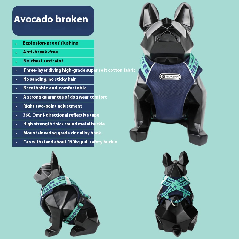 Dog dog chest and back vest-style free hands waist pull dog leash explosion-proof pet hand holding rope