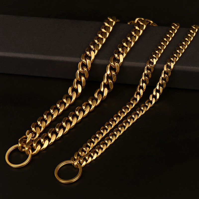 Brass golden retriever dog collar chain Jarre Aero Bull Collar decoration Labrador metal chain 24k gold necklace