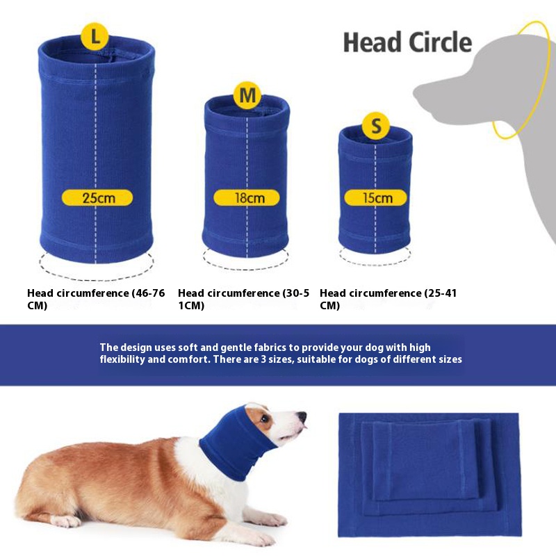 Pet dog soothing head cover scarf scarf anti-scare soothing mood large, medium and small dogs anti-Thunder bandana