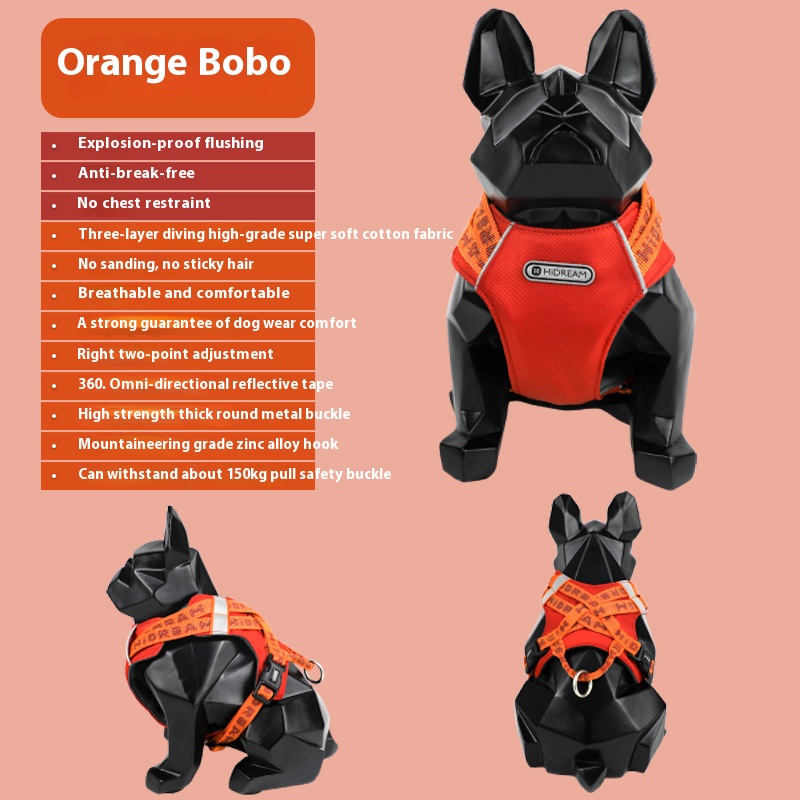 Dog dog chest and back vest-style free hands waist pull dog leash explosion-proof pet hand holding rope