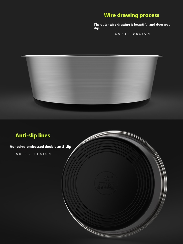 Supemoto dog food bowl cat bowl dog bowl dog basin Pet Bowl anti-tumble non-slip water bowl stainless steel rice basin large dog