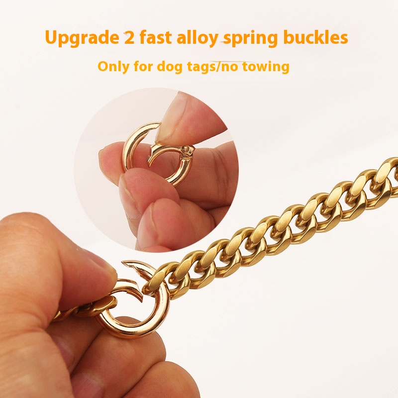 Brass golden retriever dog collar chain Jarre Aero Bull Collar decoration Labrador metal chain 24k gold necklace