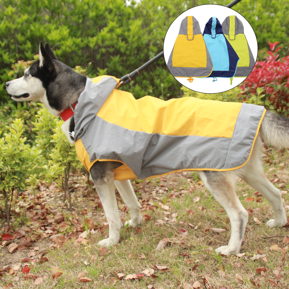 Puppy dog raincoat poncho bellyband medium large dog golden retriever Labrador pet reflective waterproof clothes shell jacket