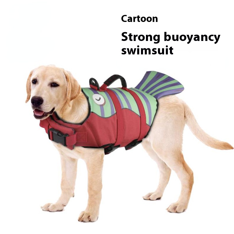 Cartoon Fishtail Dog Life Jacket | Swimming Safety Vest for All Sizes
