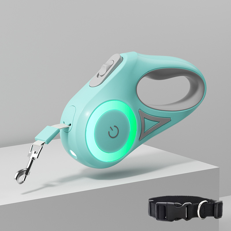 Dog hand holding rope small and medium-sized dogs with light automatic retractable dog leash dog leash Teddy Corgi outing pet supplies