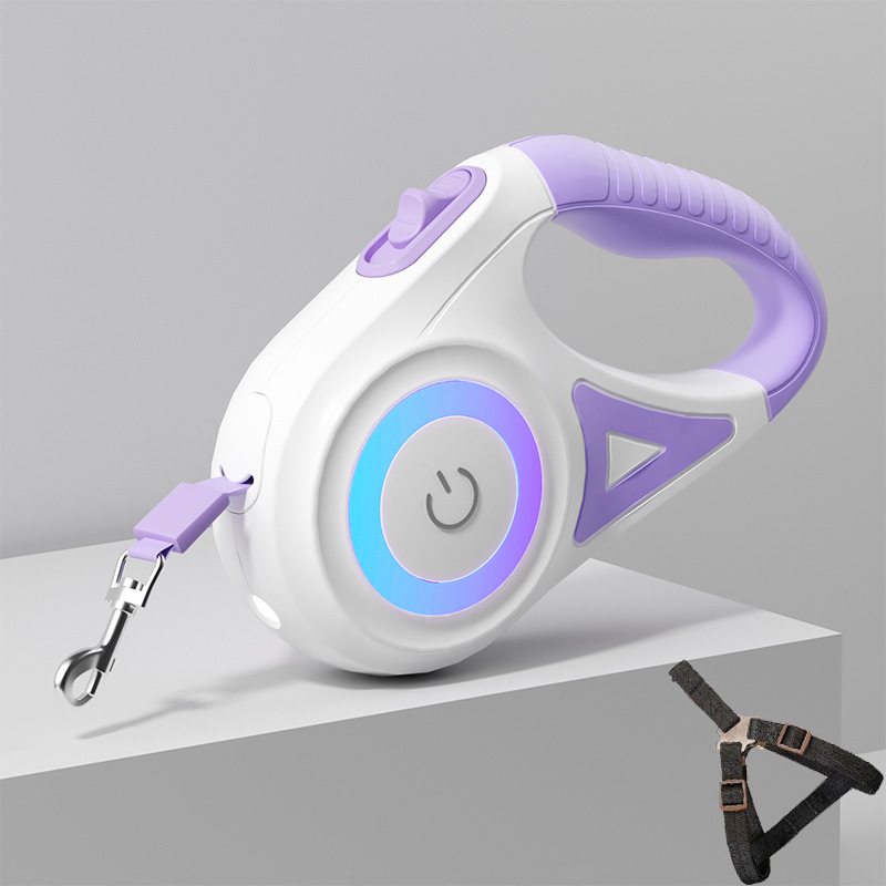 Dog hand holding rope small and medium-sized dogs with light automatic retractable dog leash dog leash Teddy Corgi outing pet supplies